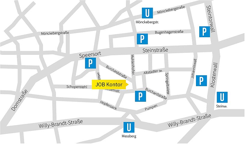 Karte & Wegbeschreibung JOB Kontor Hamburg